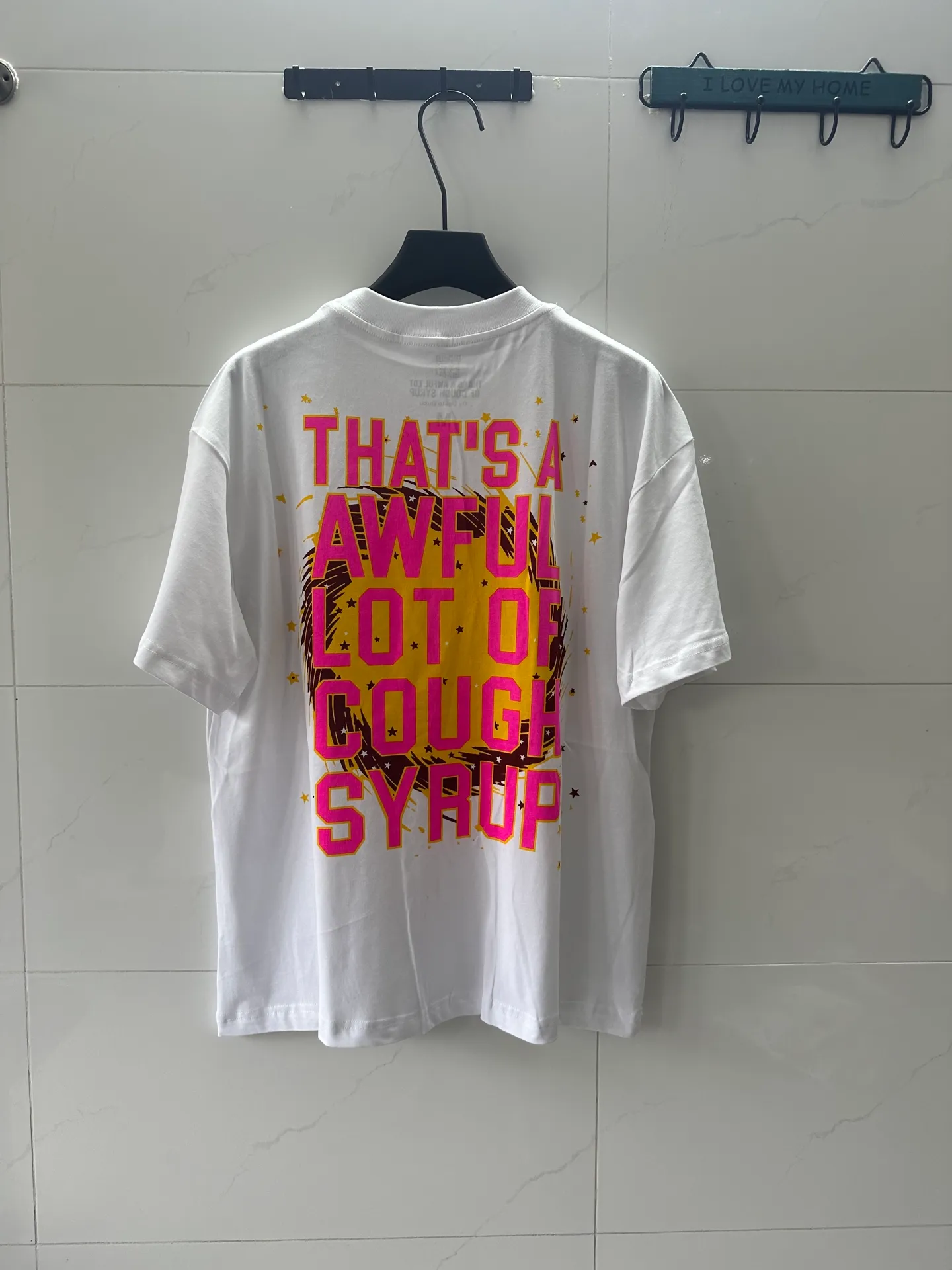 #White | THAT'S A AWFUL LOT OF COUGH SYRUP In Stock Real shot American simple trendy brand loose casual T-shirt Fabric (fabric): 32 counts Weight combed double yarn pure cotton Sizes (size): S-M L X L Color (colour): White